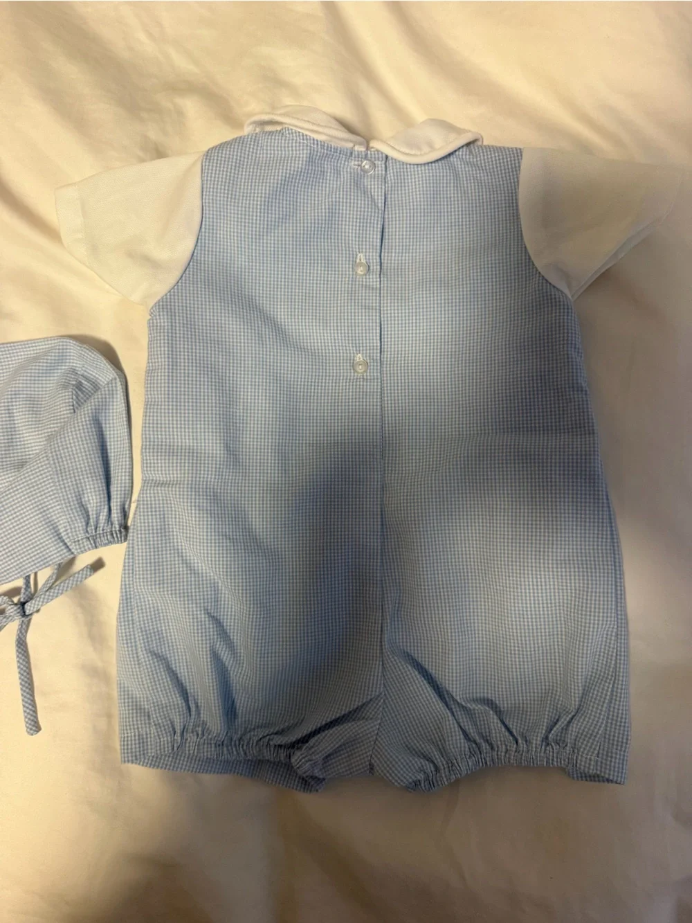 Petit Ami Gingham Romper with Hat